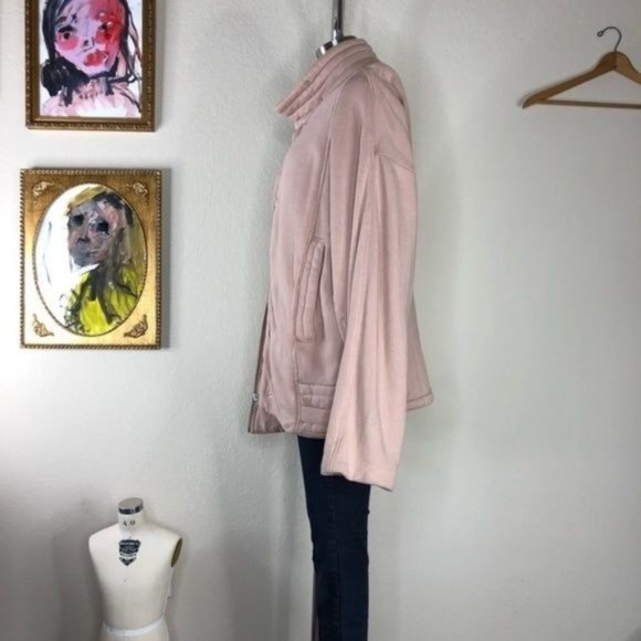 FP Oversized Knit Quilted Jacket Moto Buckle High Biker - Picture 5 of 7